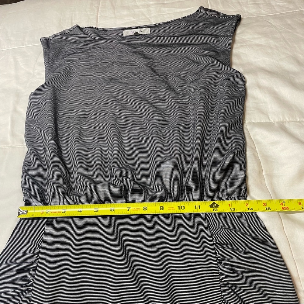 Athleta Size Small Micro Striped Westwood Dress Ruched - Picture 8 of 9